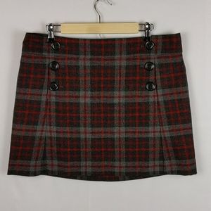 GAP Wool Blend Tartan Mini Button Detail